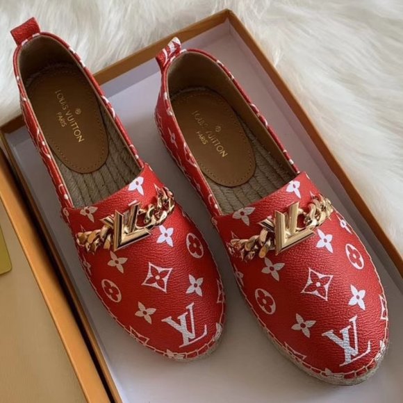 Louis Vuitton embossed simple casual flats red - Picture 1 of 6